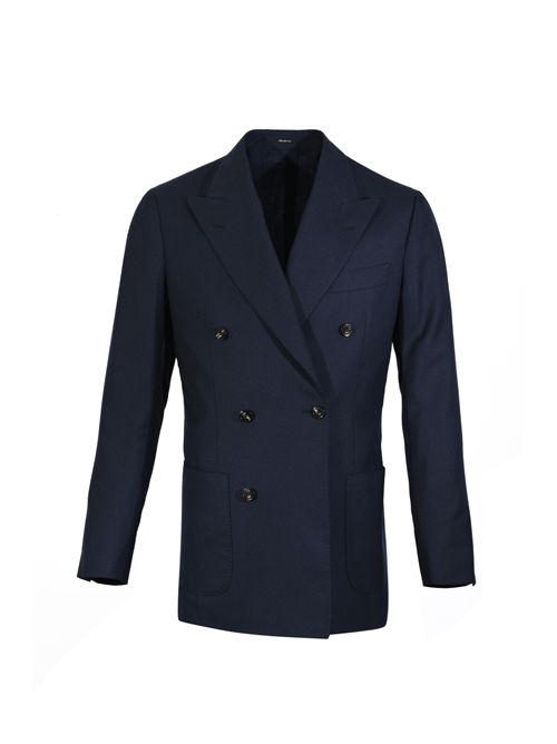 Giacca doppiopetto in misto cashmere e seta blu SARTORIO NAPOLI | SG1601S0744402000